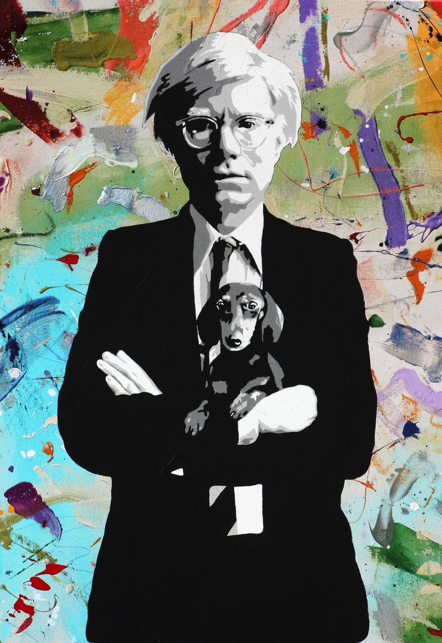 "Amos and Andy Warhol"  mixed media acrylic and archival ink on canvas - Mixed Media Art by Ceravolo