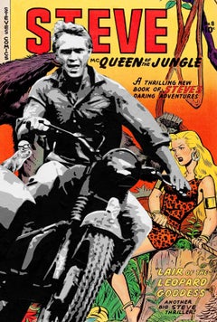 Steve McQueen of the Jungle, 42x28x3" Painting & Collage on board with Resin