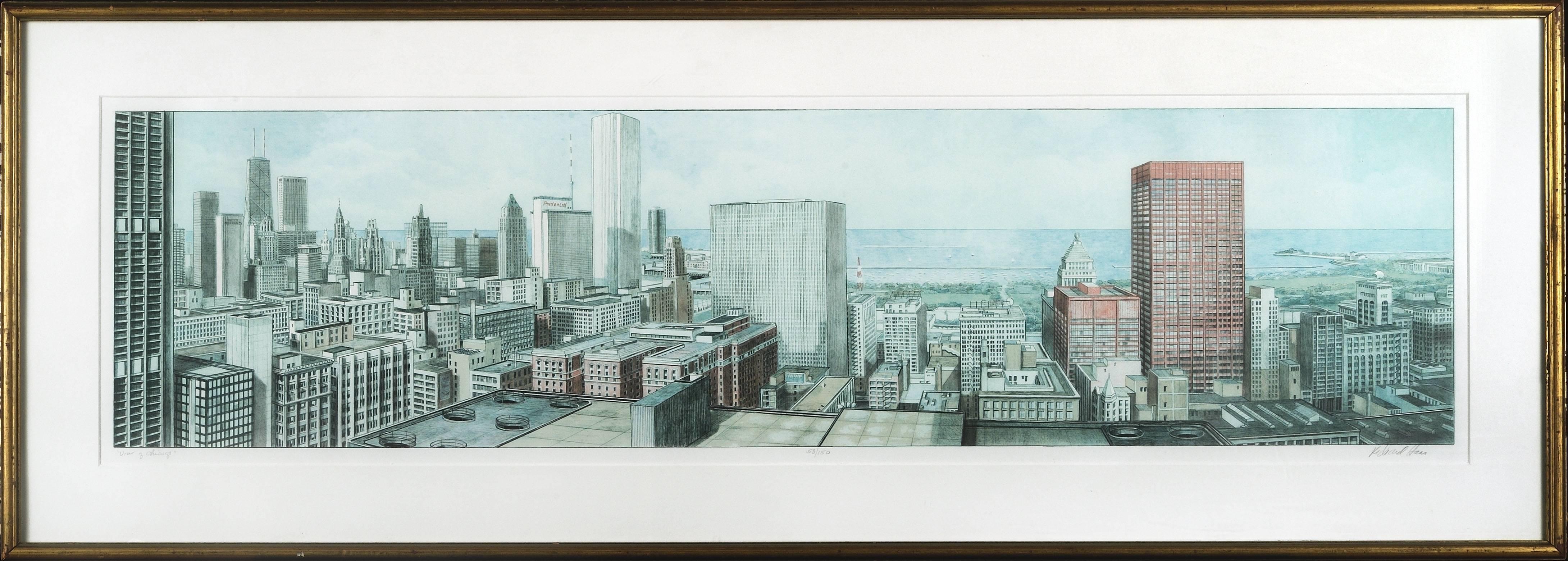 View of Chicago - Print by Richard Haas