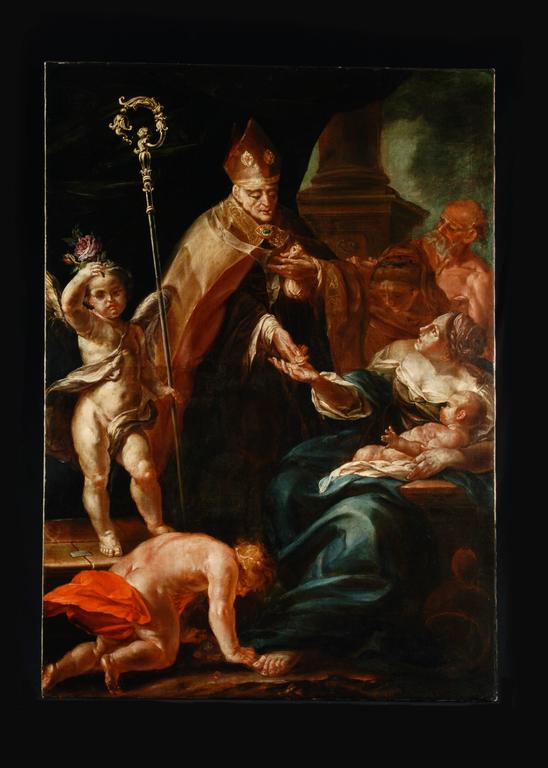 Bartolomeo Biscaino Figurative Painting - St. John the Almoner
