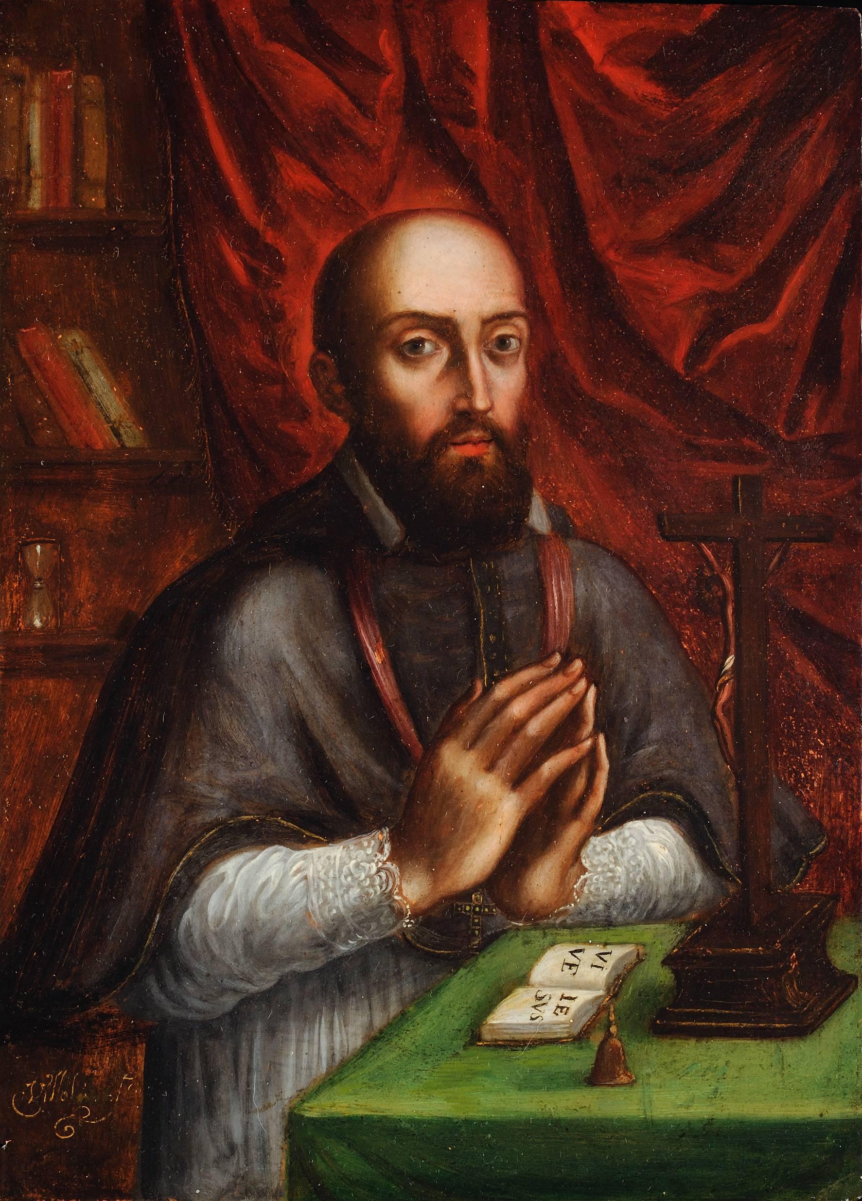 Cristobal de Villalpando Portrait Painting - Portrait of St. Francis Borgia 