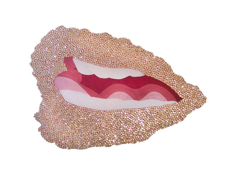 Gold Lips - Mixed Media Art by Stephanie Hirsch