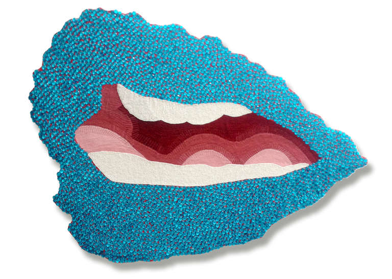 Blue Lips - Mixed Media Art by Stephanie Hirsch