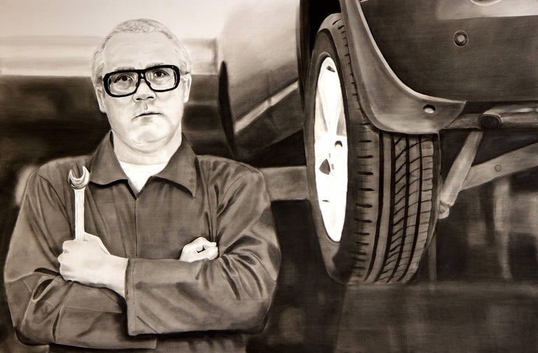David Lyle Figurative Painting - Don't Quit Your Day Job: Damien Hirst