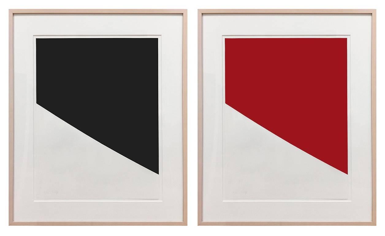 Ellsworth Kelly Abstract Print - Black Curve / Red Curve