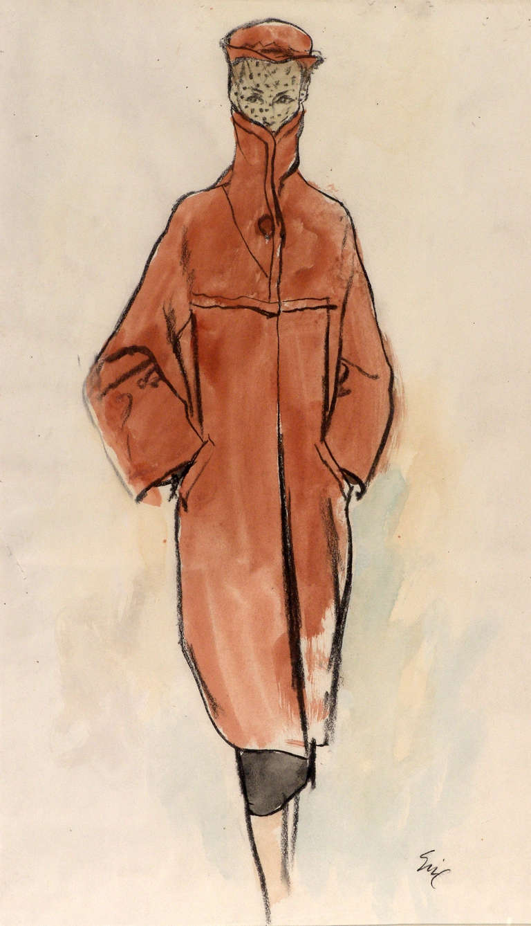 Carl Oscar August Erickson Figurative Art - Woman in Coat