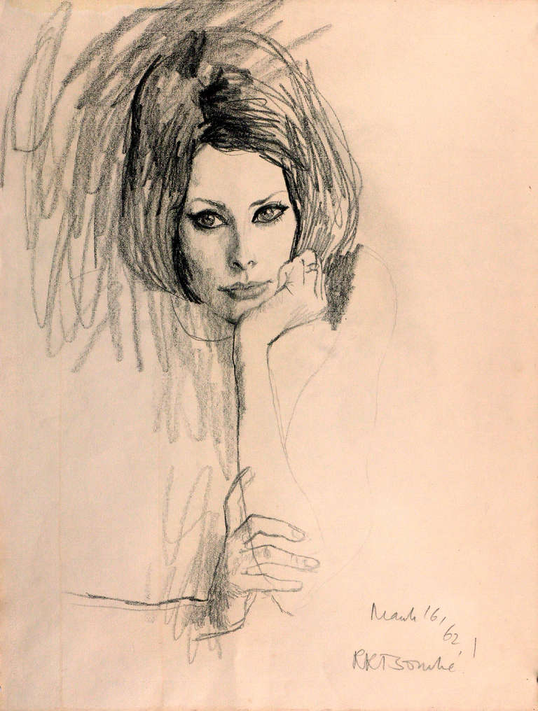 René Bouché Portrait - Sophia Loren