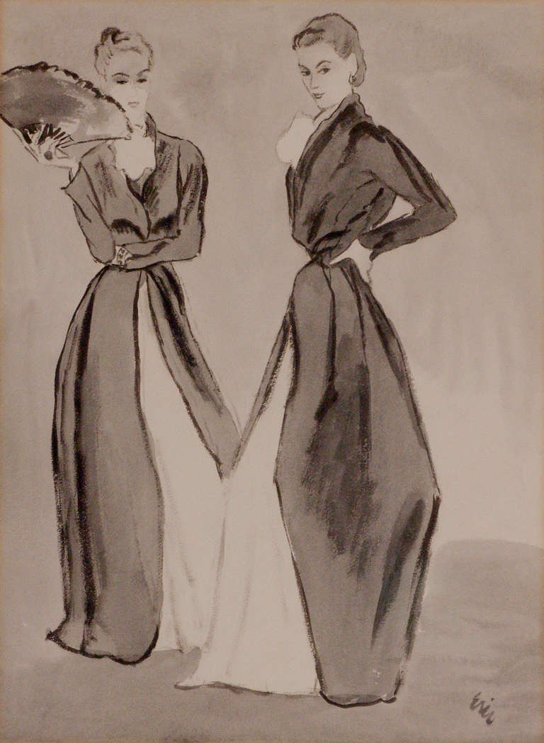 Carl Oscar August Erickson Figurative Art - Charles James Fashion - Tulip-skirted evening coat