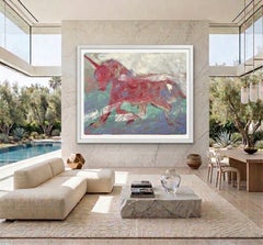 Youth Acrylic and Oil Painting of Unicorn, One-of-a-Kind, 150x223cm
