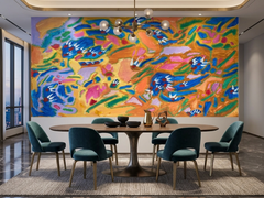 Pintura expresionista abstracta «Emanation», acrílico sobre lienzo, tamaño XXL