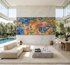 Pintura expresionista abstracta «Emanation», acrílico sobre lienzo, tamaño XXL