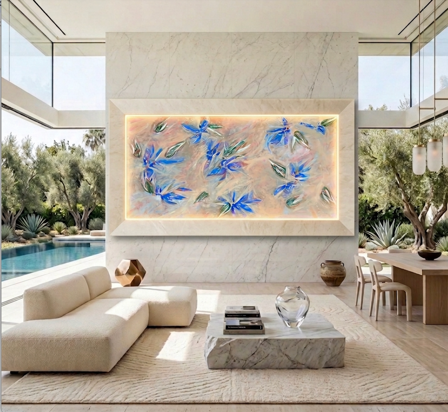 Harmony Floral Abstract Painting in Acrylic on Canvas, 21st Century