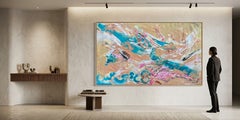 Abstract Light and Water Painting on Canvas, Oil and Acrylic