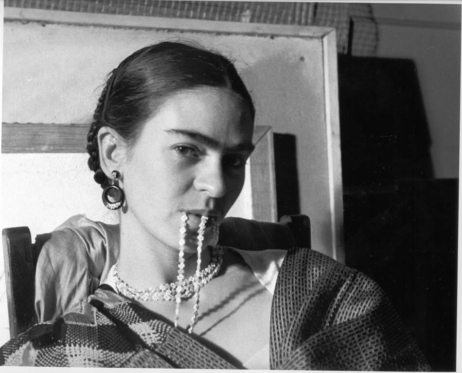 Lucienne Bloch Portrait Photograph - Frida Biting Her Necklace, New Yorkers School, NY