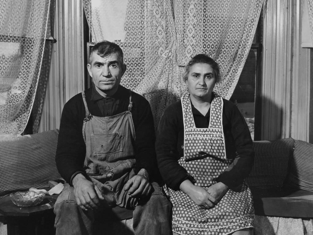 Jack Delano Black and White Photograph - American Farmer and his Wife, Connecticut