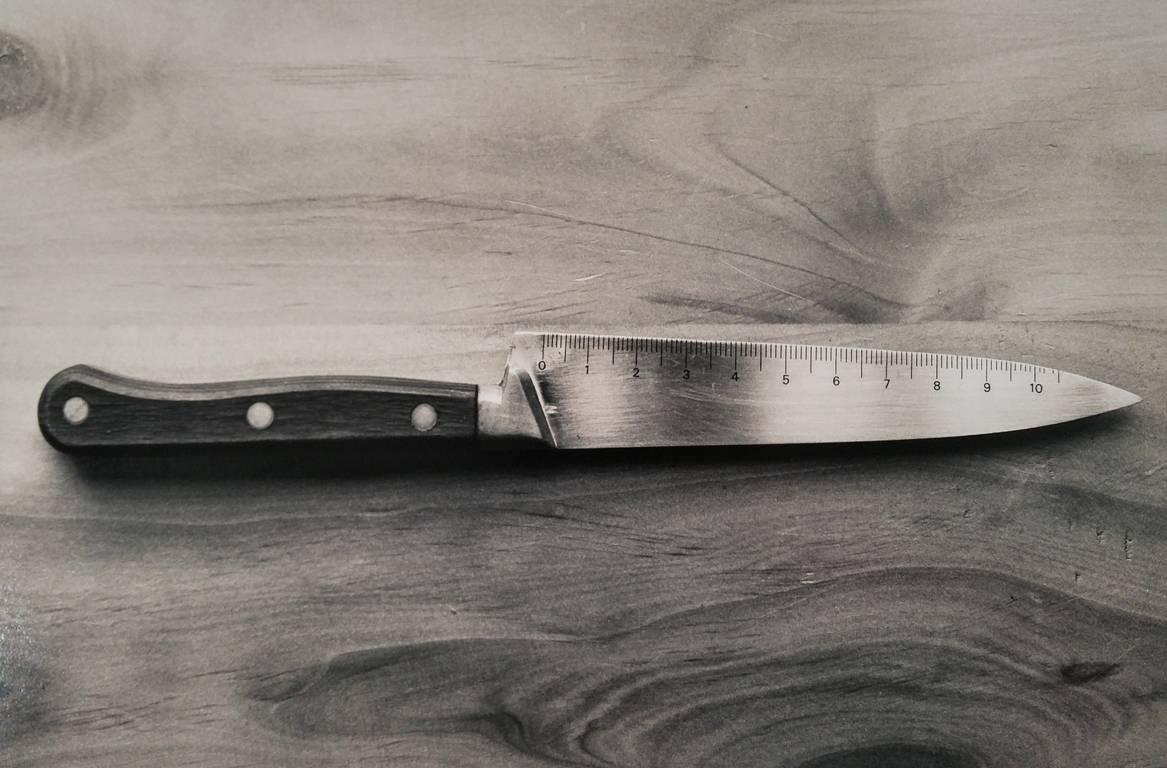 Chema Madoz Black and White Photograph - Cuchillo, Madrid (knife-ruler)