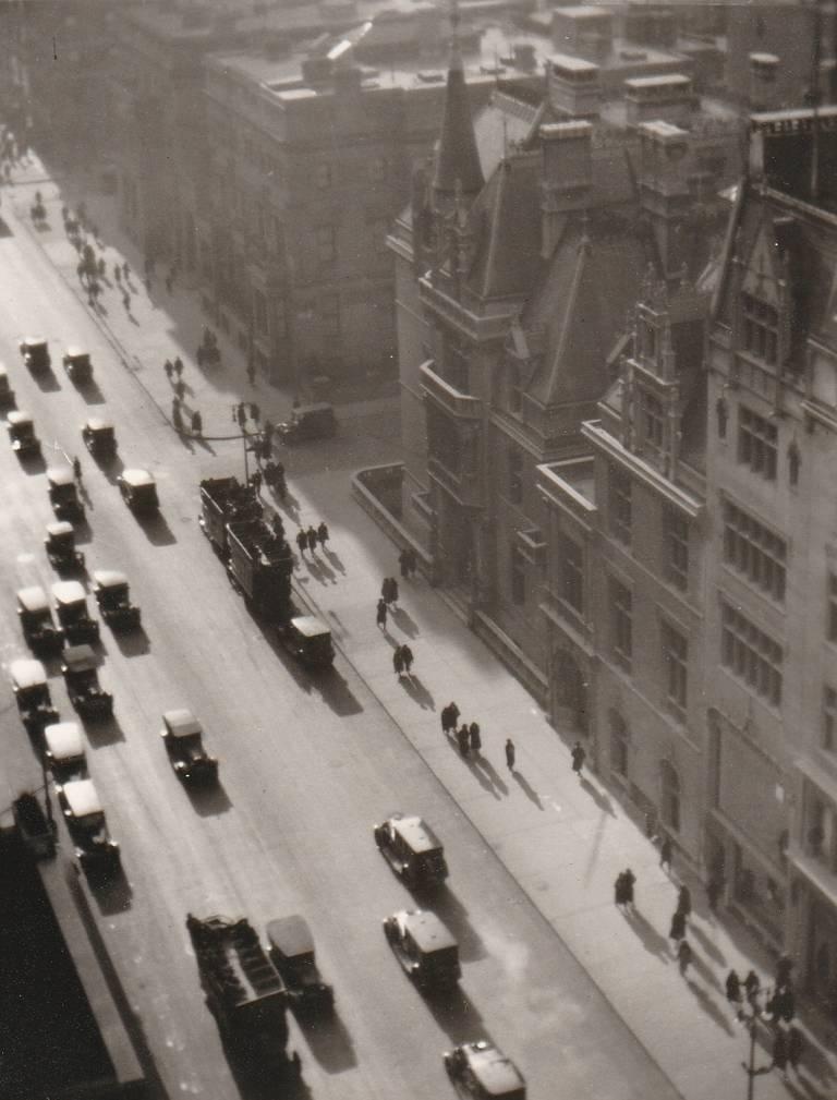 Ralph Steiner Black and White Photograph - Misty Day on Fifth Avenue