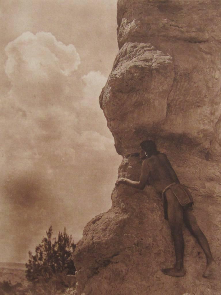 Edward S. Curtis Black and White Photograph - The Sentinel - San Ildefonso, pl. 580
