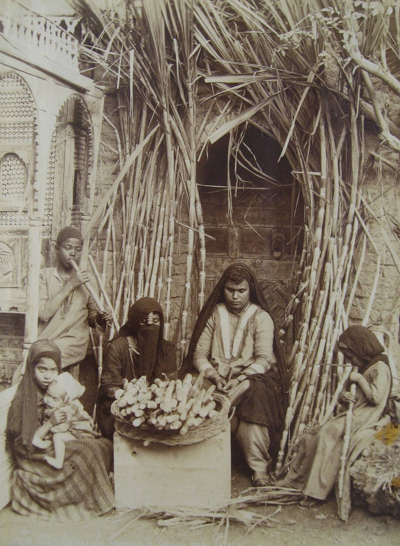 Félix Bonfils Portrait Photograph - Vendeuses de cannes à sucre au Cairo