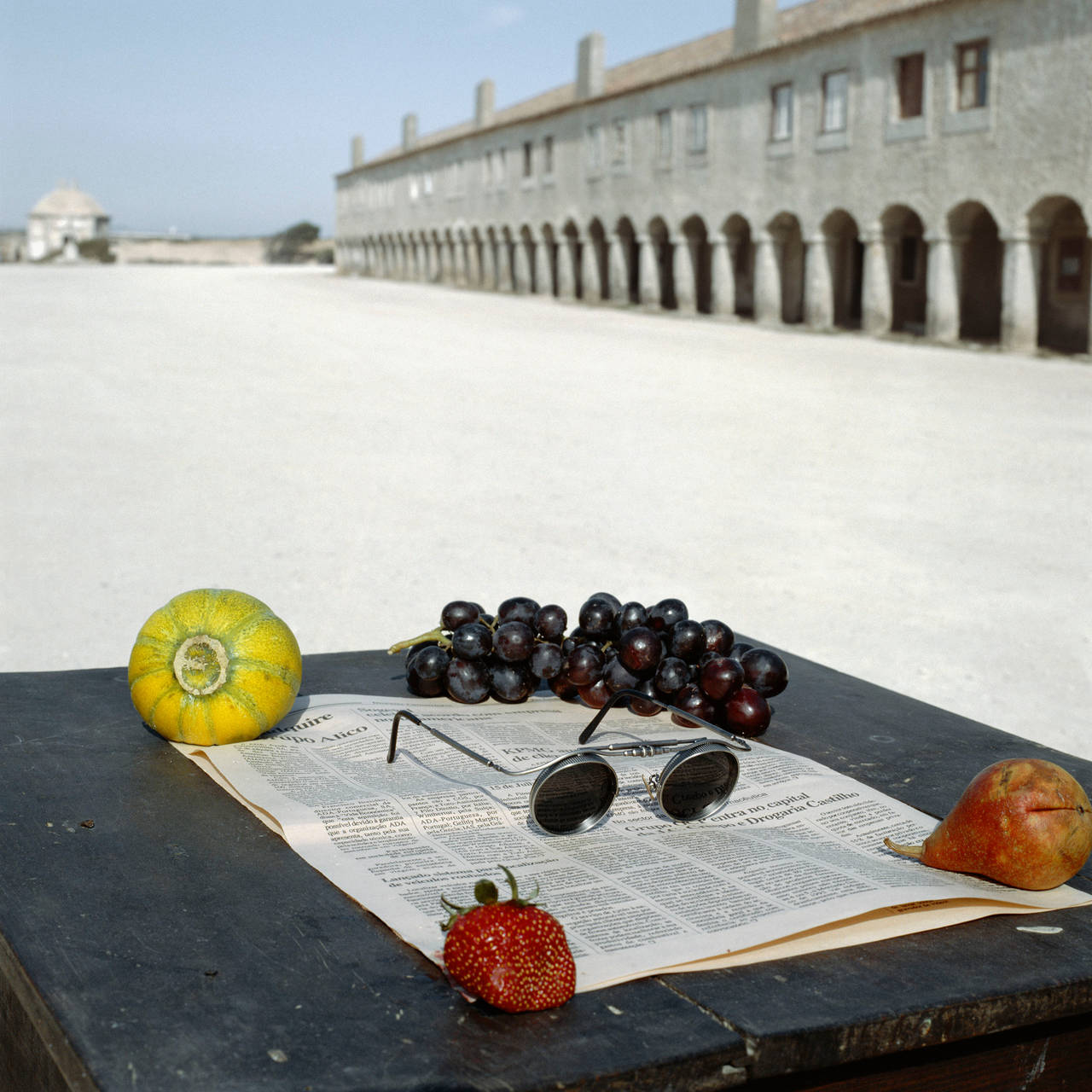 Geof Kern Color Photograph - Still Life with Fruits and Newspaper