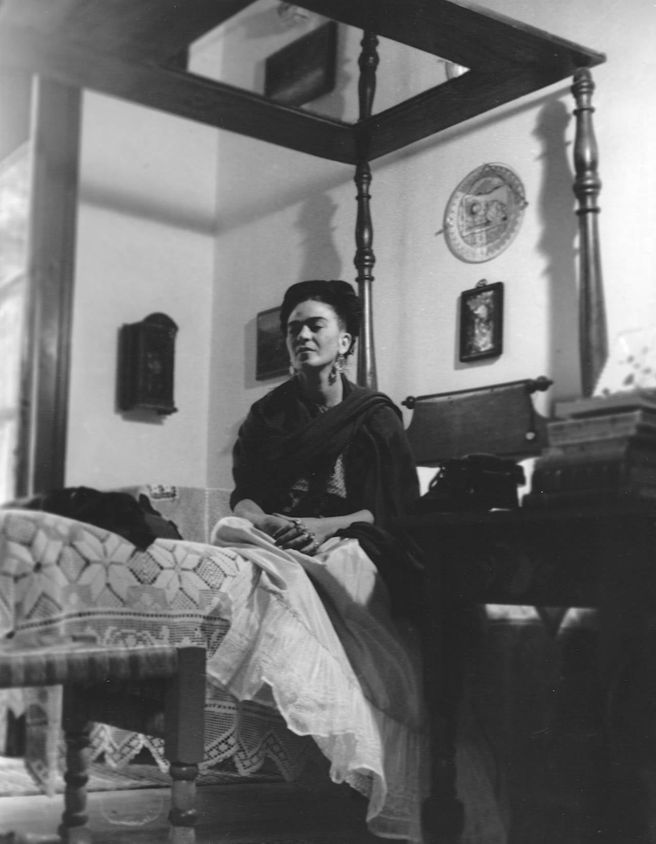Lola Alvarez Bravo Portrait Photograph - Frida Kahlo Seated Below Mirror