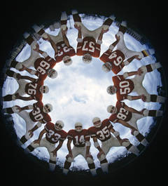 Texas Longhorns in Huddle, University of Texas vs. Notre Dame