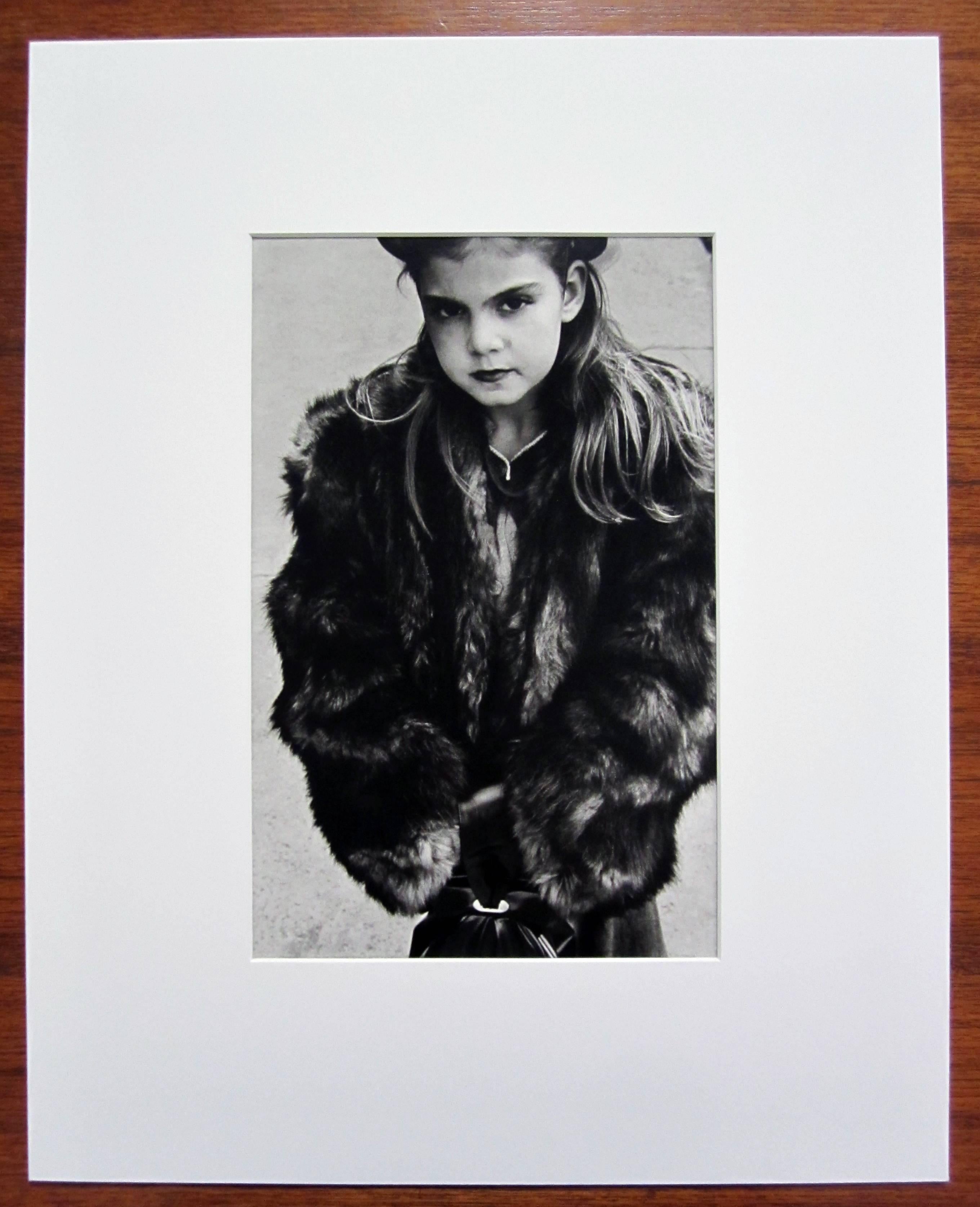 Young Girl Wearing Fur Coat, NYC - Photograph by Harold Feinstein