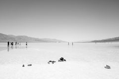 Death Valley, California - Black and White, Salt Flats, Shoes, Mountains