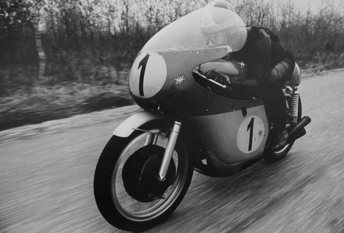 Jesse Alexander Black and White Photograph - Giacomo Agostini at Speed