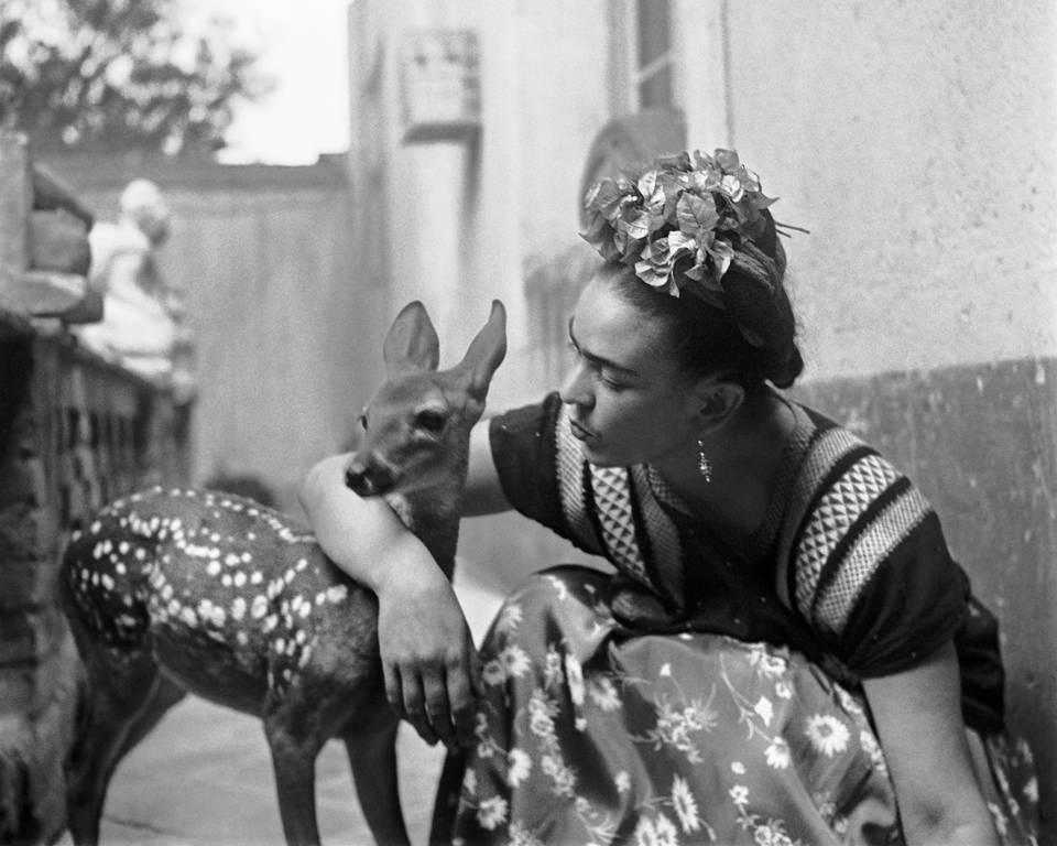 Nickolas Muray Black and White Photograph - Frida with Granizo, Version 2, Coyoacan 