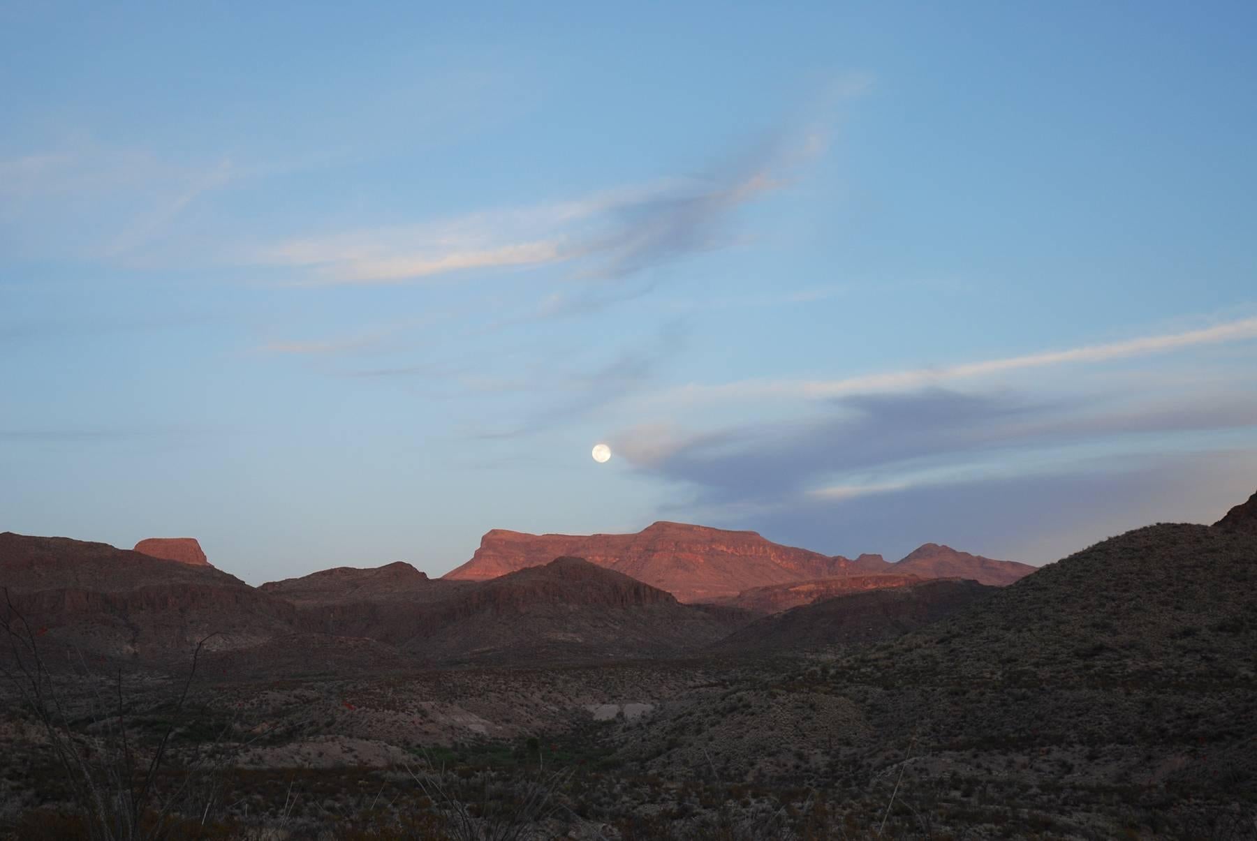 Peter Brown Landscape Photograph - West Texas: Full Moon over the Chisos Mountain, Big Bend National Park