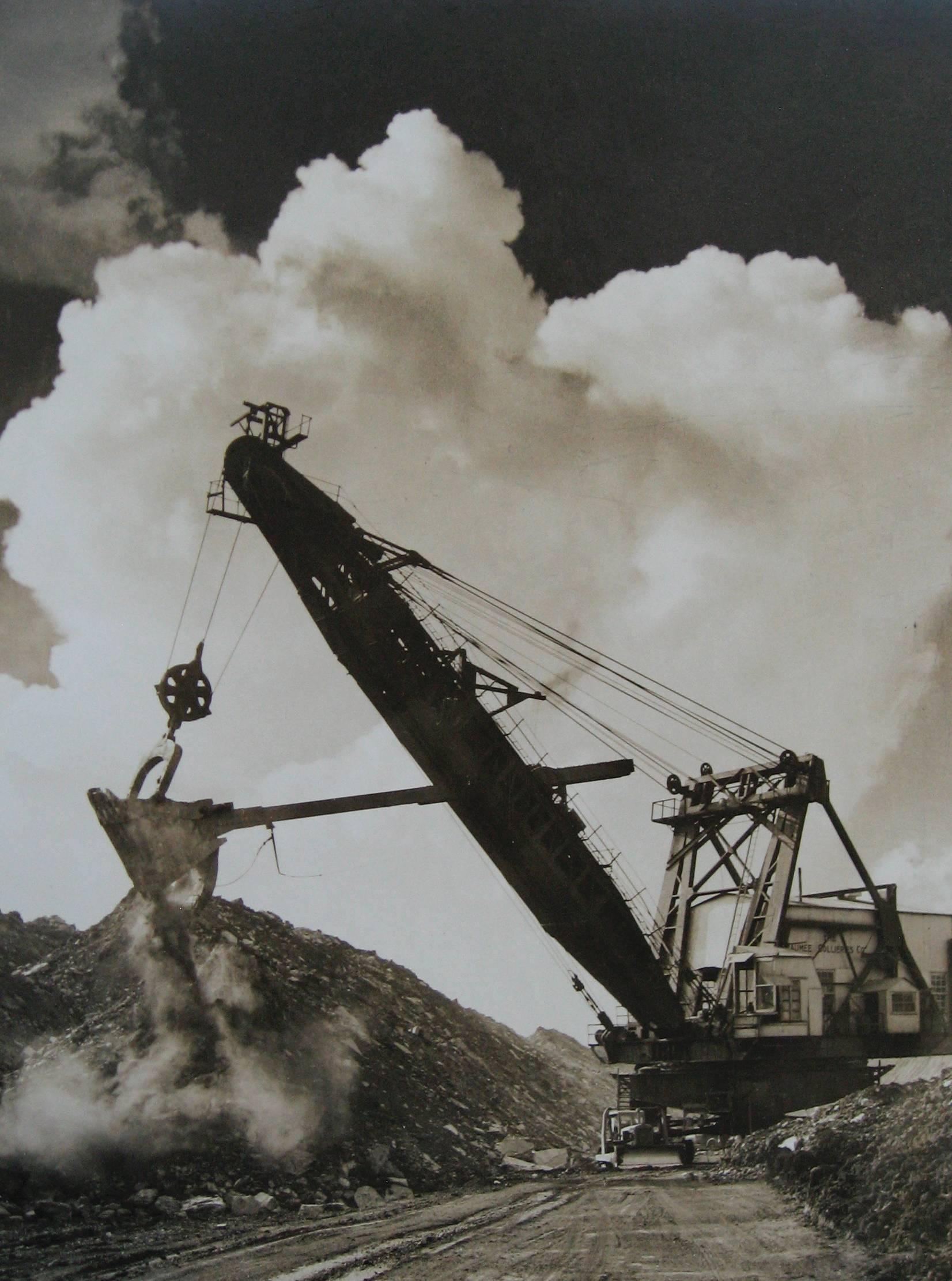 William Rittase Black and White Photograph - Untitled - crane w/bull dozer