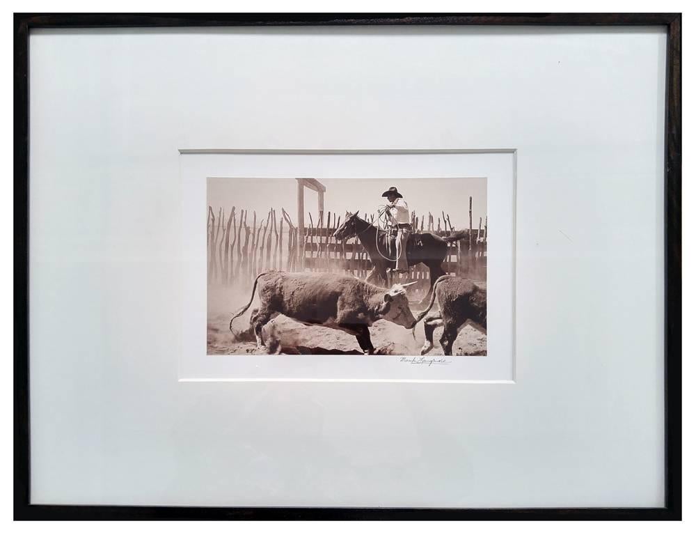 Untitled (Cowboy on Horseback) - Photograph by Bank Langmore