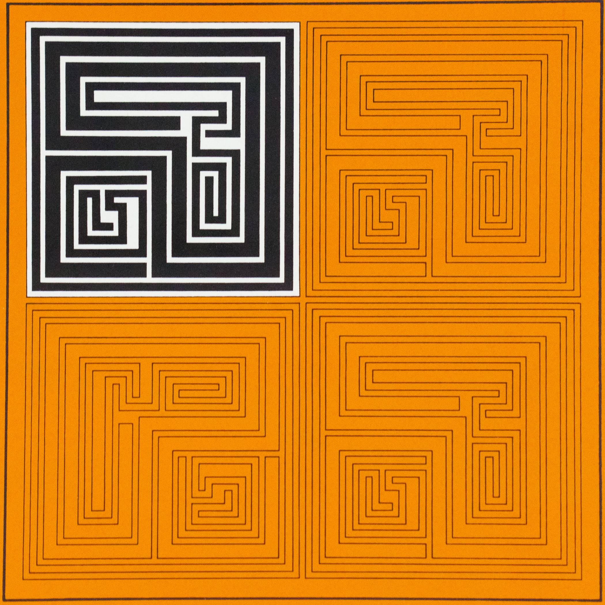 Orange Matrices  - Abstract Geometric Print by Gordon House