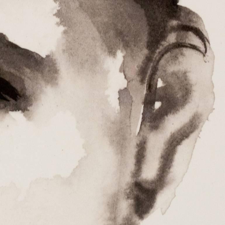 ALAN TURING - Beige Portrait Painting by Marlene Dumas