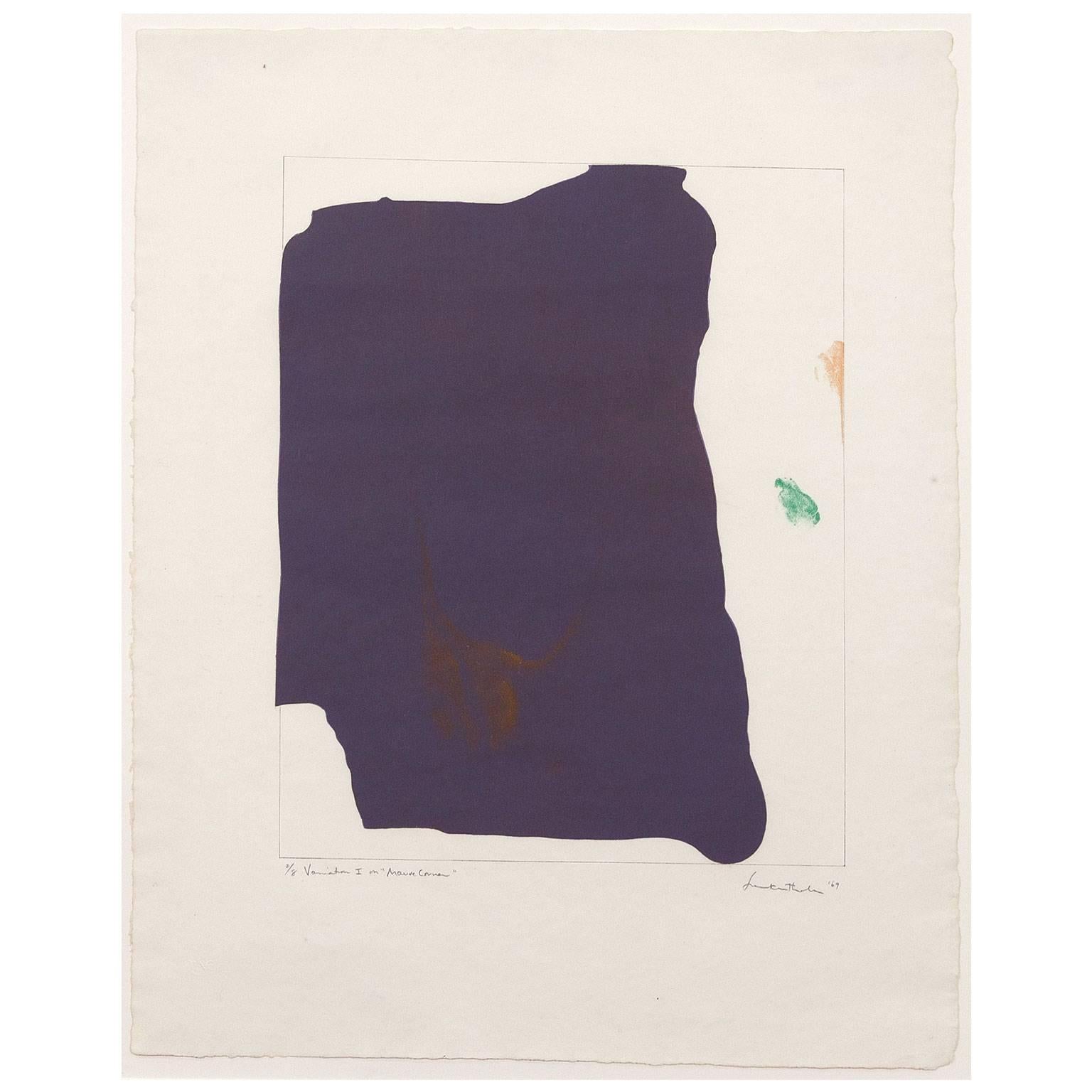 Helen Frankenthaler Abstract Print - Mauve Corner