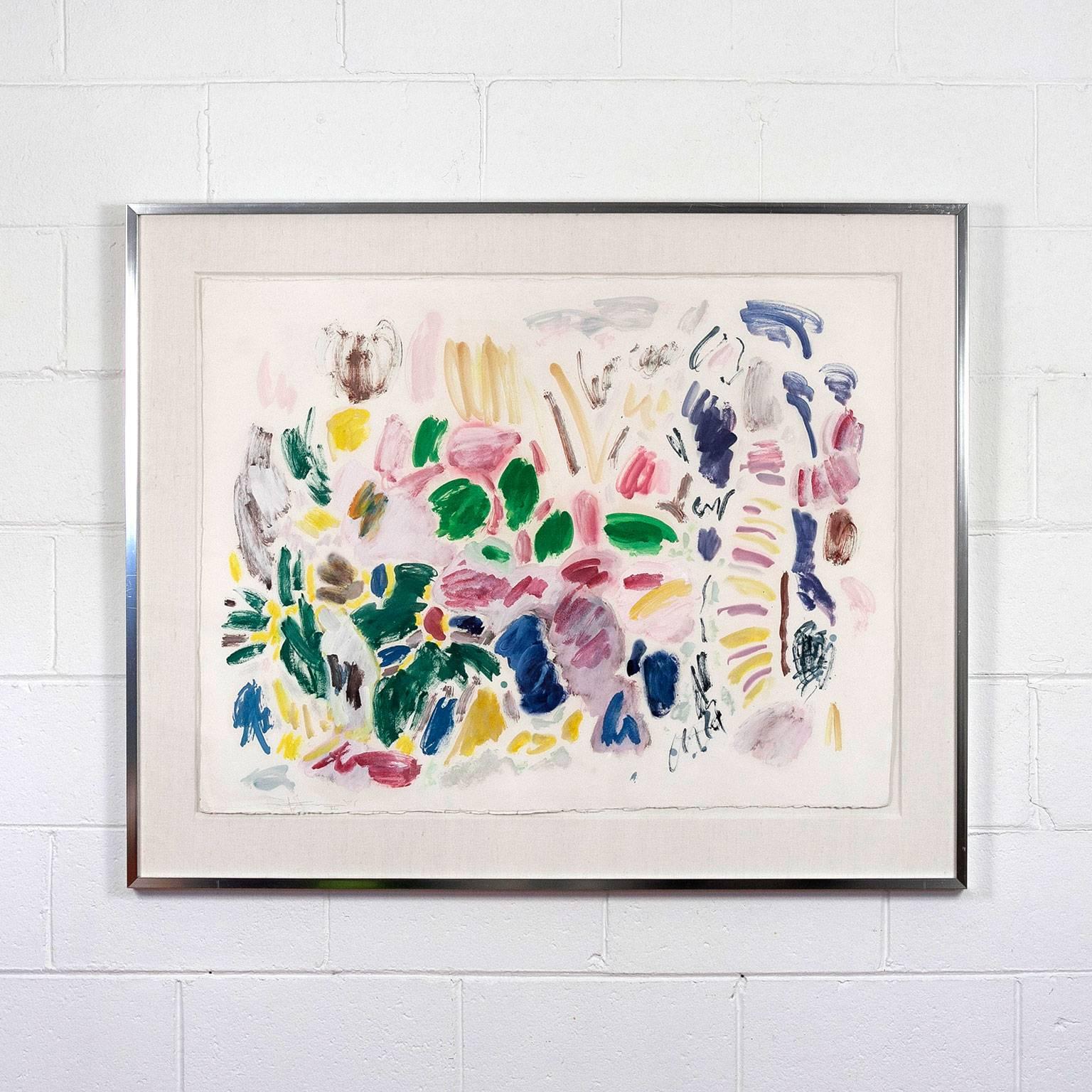 Jungle Plants  - Beige Abstract Painting by Paul Fournier