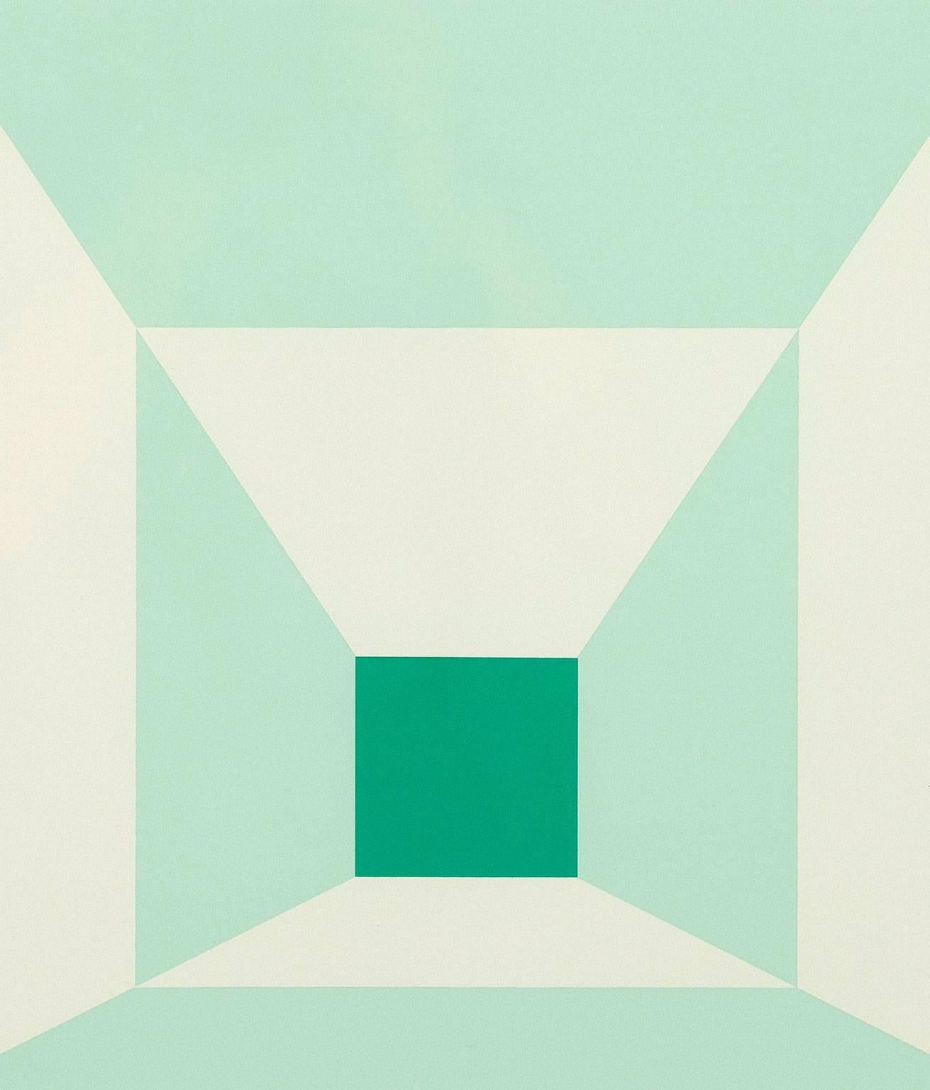 Mitered Squares - Miami Green - Print by Josef Albers