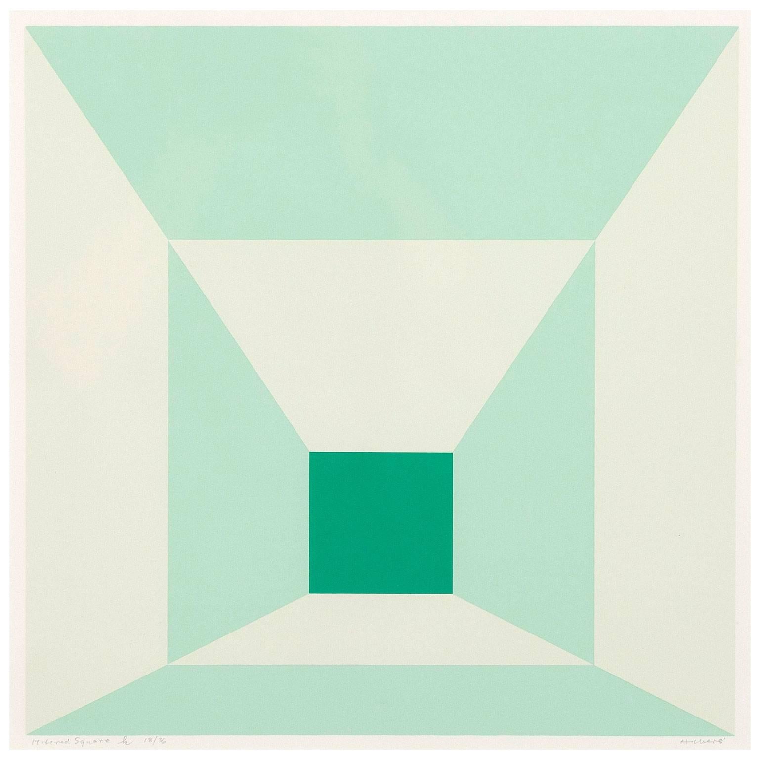 Josef Albers Abstract Print - Mitered Squares - Miami Green