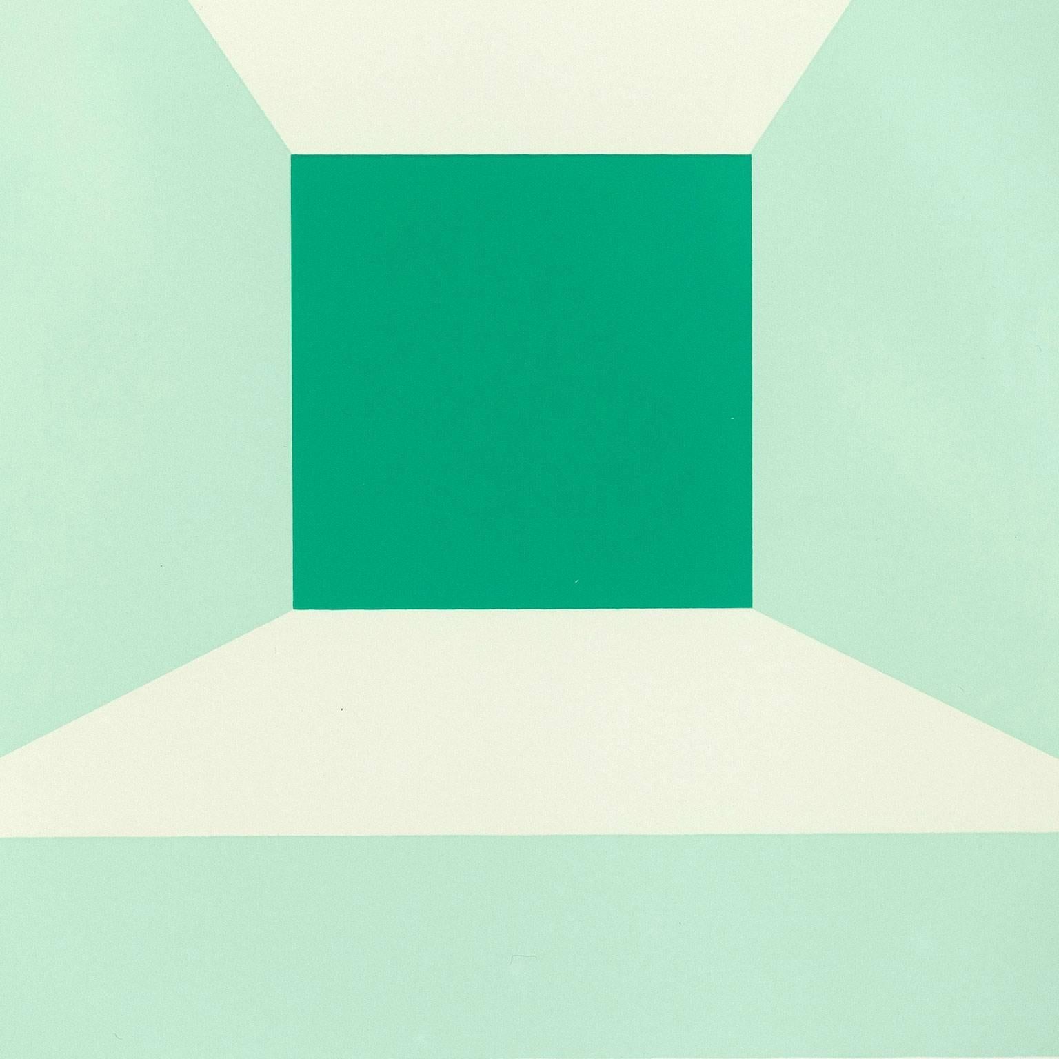Mitered Squares - Miami Green - Abstract Geometric Print by Josef Albers