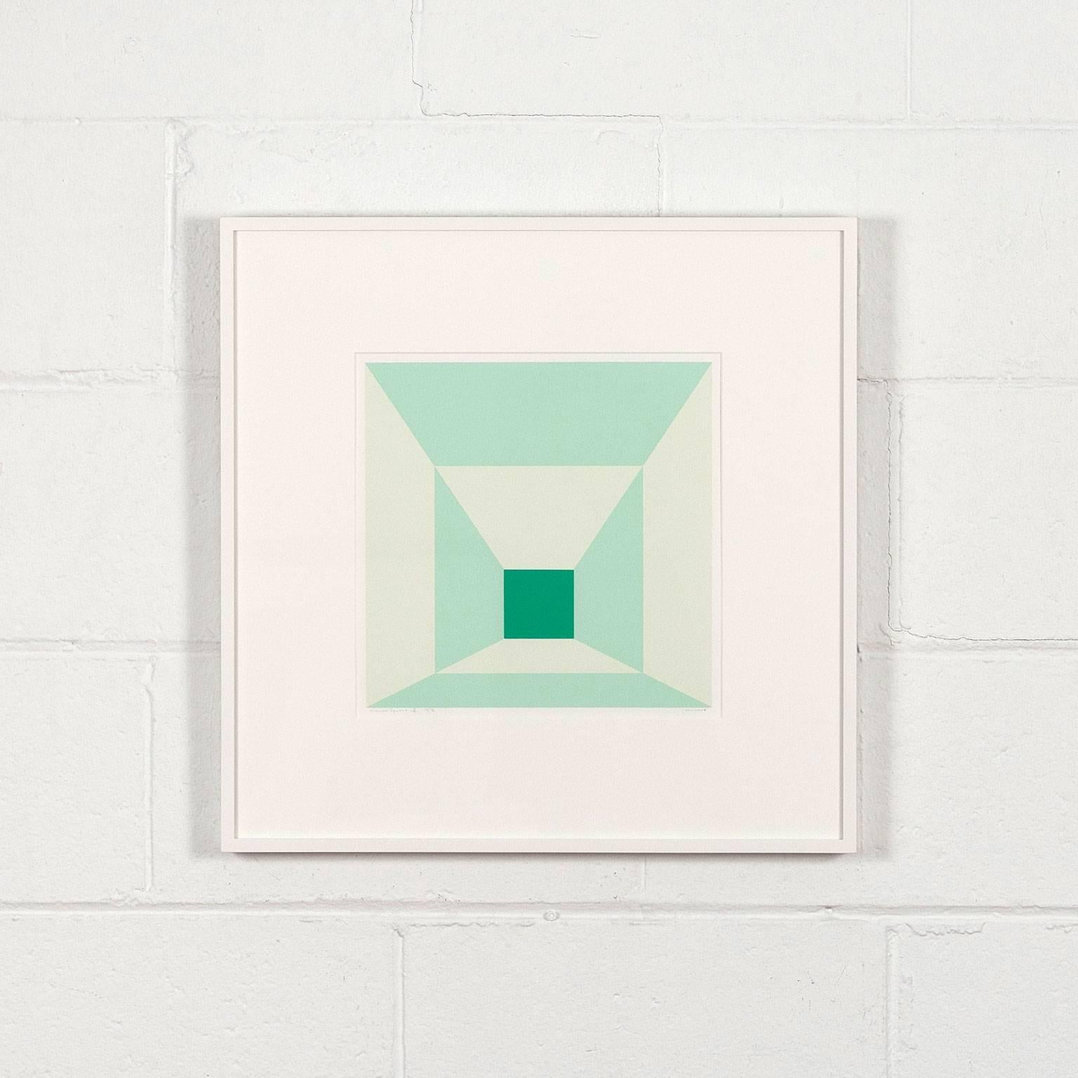 Mitered Squares - Miami Green - Gray Abstract Print by Josef Albers