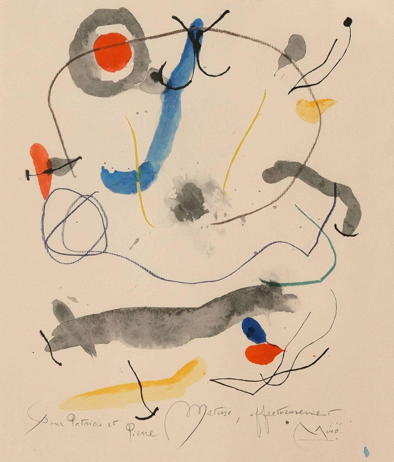 (after) Joan Miró Abstract Print - “Quelques Fleurs pour des Amis: Pierre Matisse (#21)
