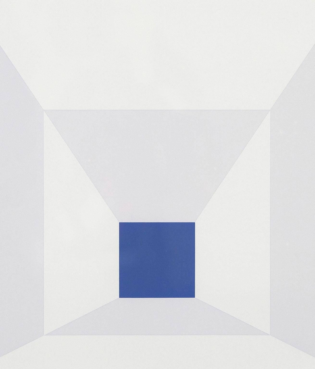 Josef Albers Abstract Print - Mitered Squares - Cobalt