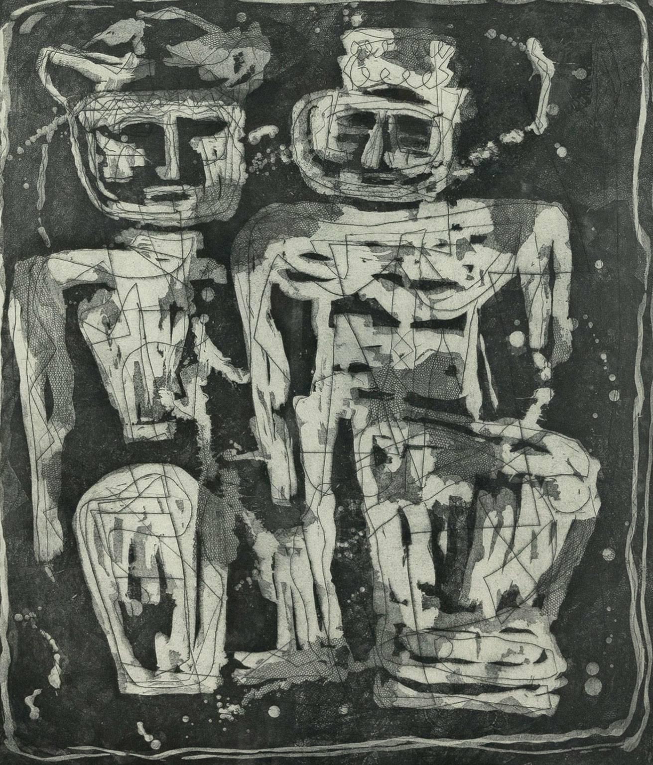 Although Nevelson is best known for her work as a sculptor, like many of her American contemporaries, Nevelson explored the many different branches of printmaking, as the field experienced a mid-century renaissance.  

This etching is a particularly