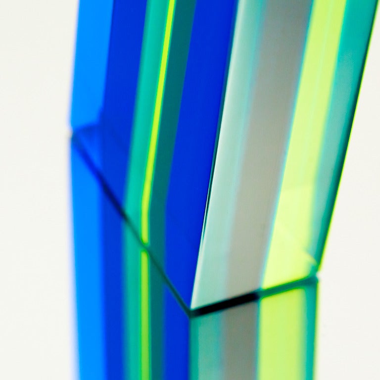 Blue Kryptonite, 2014 - Abstract Geometric Sculpture by Vasa Velizar Mihich