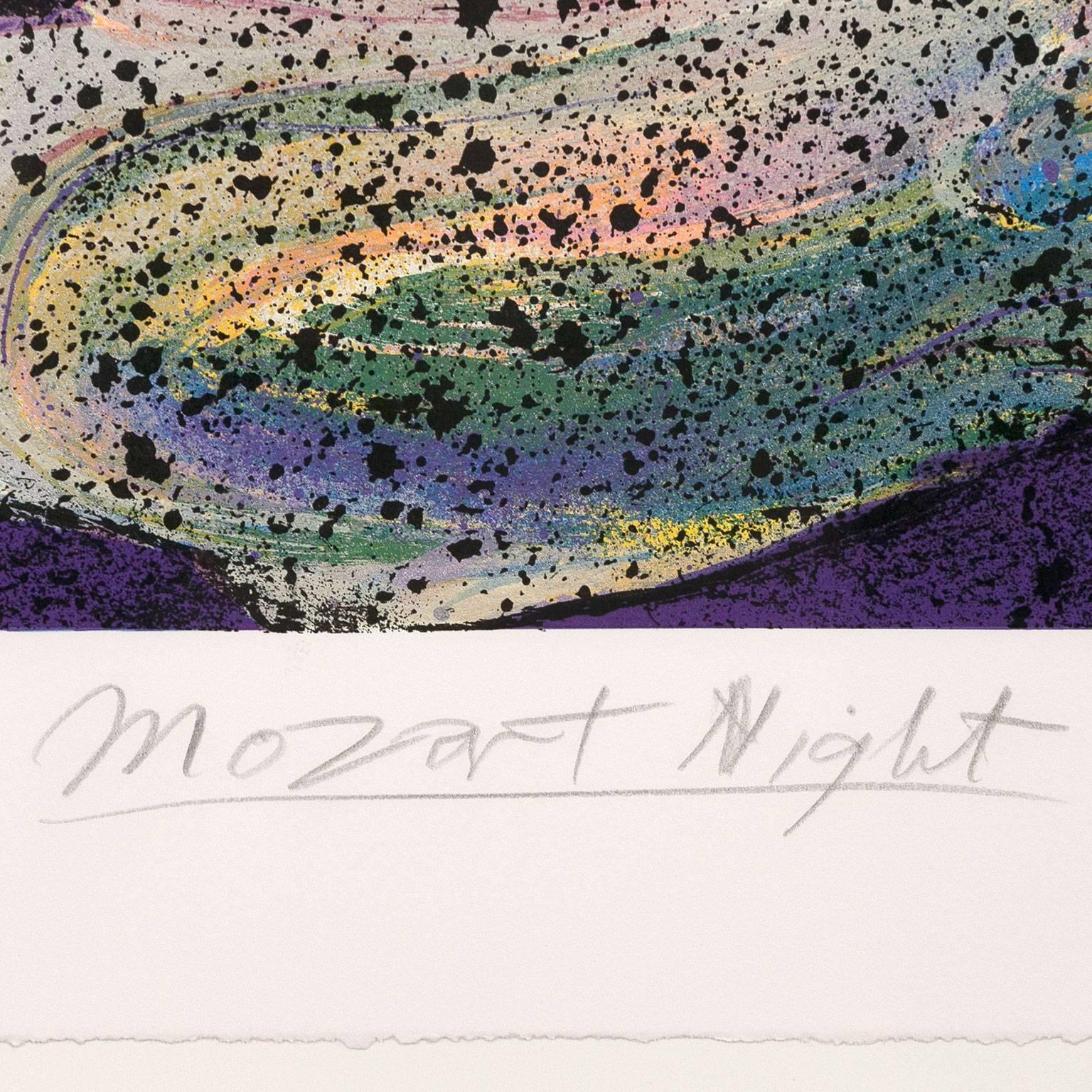 Mozart Night - Gray Abstract Print by Jules Olitski