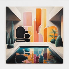 Amir Fattal "Untitled (Pool)" Art Deco Contemporary painting, 2023