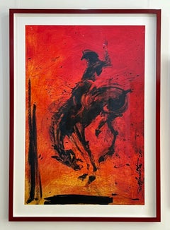 Horse & Rider – Red Giclée Print, Limited Edition of 75, Framed