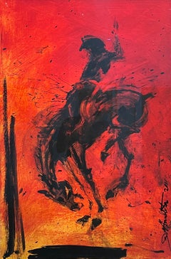 Horse & Rider – Red Giclée Print, Limited Edition of 75, Framed