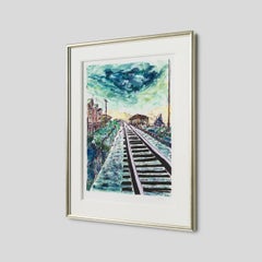 Binari ferroviari - Verde, stampa giclée, firmata, tiratura di 295 esemplari, 2020